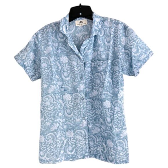 Indigo by Boutin Blue Floral Button Down Shirt Size Small 41372 - Picture 2 of 6